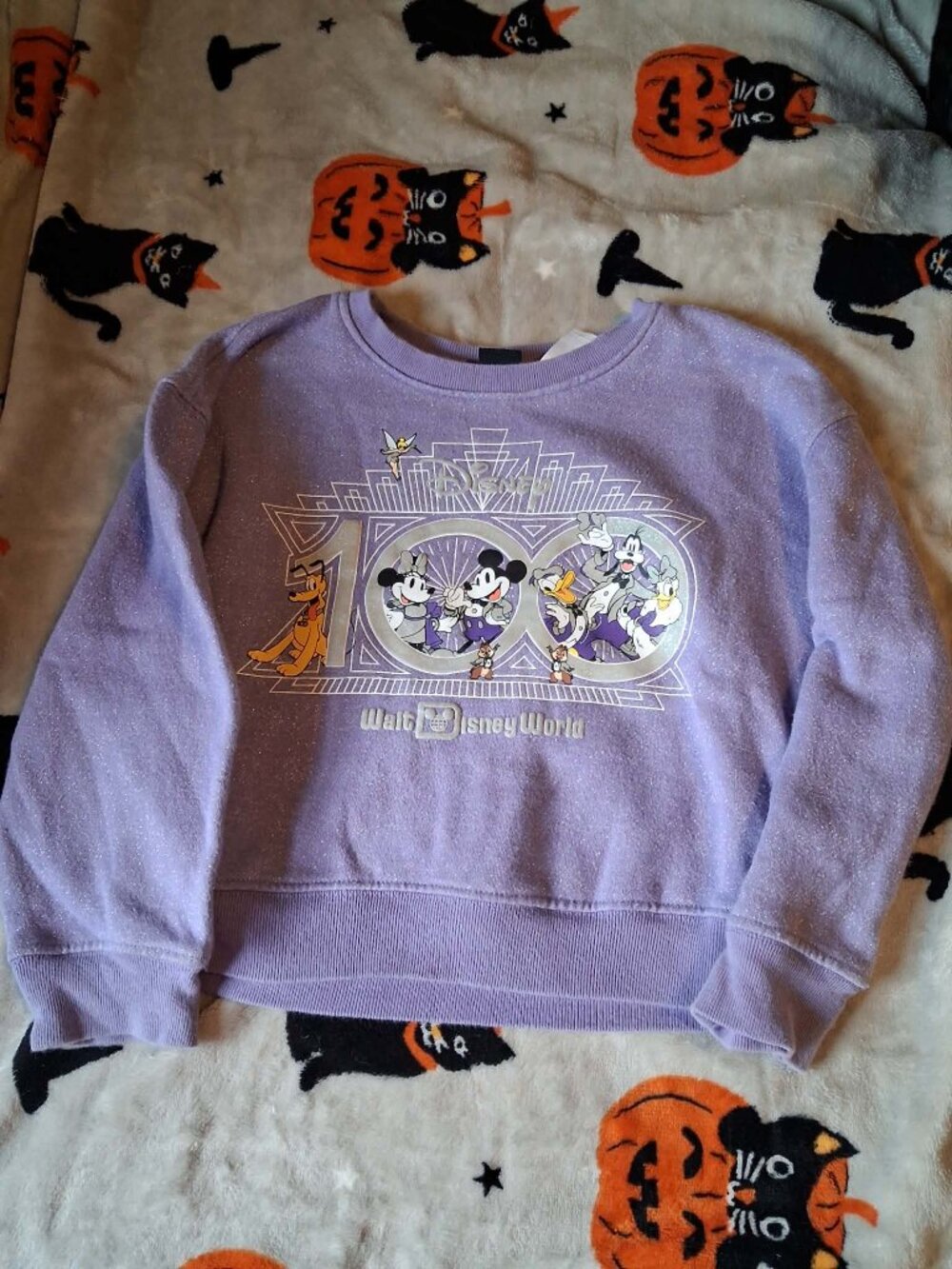 Disney 100th Anniversary Sweatshirt Girls 5 / 6 Mickey Mouse & Friends Glitter